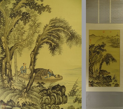 Ik800 japanese scroll boatmen - scroll,