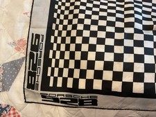 Vintage, Silk , Black And White Chequered Flag Porsche Scarf. 928