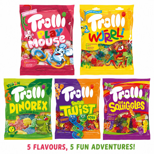Trolli gummy sweets 100g bags - trolli,