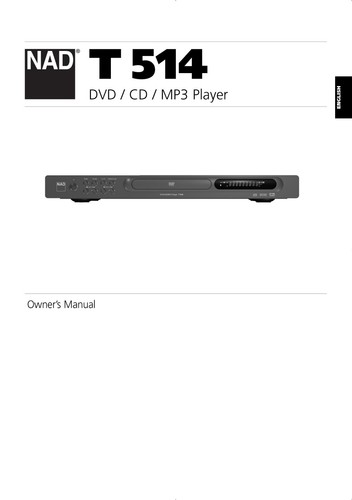 Owner manual for nad t514 - owner's,
