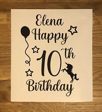 Personalised Age Happy Birthday Unicorn Vinyl Decal Sticker For Light Up Bottle