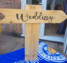 Handmade Wedding Ceremony Wooden Directional Arrow Sign - Reclaimed Wood