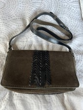 Zara suede bag khaki and black leather