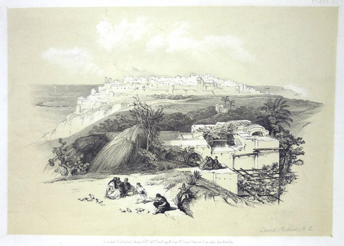 Antique tinted lithograph - , of