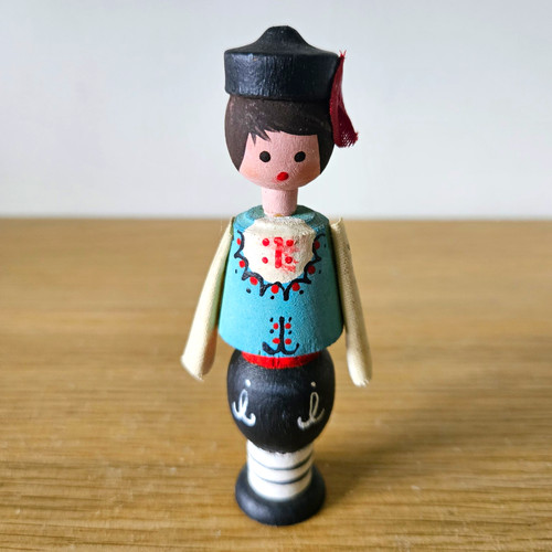 Hand painted wooden doll - wooden,