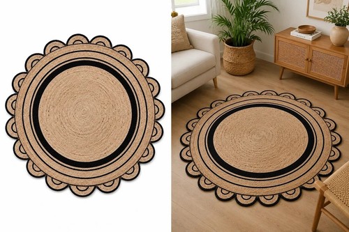 Rug jute round natural 100 - rug, 100%