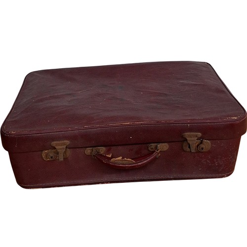 Vintage burgundy suitcase - vintage,