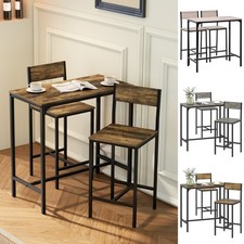 3-Piece Bar Table and Stools Set, Industrial Breakfast Bar Set