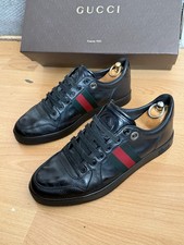 Gucci  Mens Black Leather Web