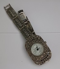 Sterling Silver 925 & Marcasite Ladies Cocktail Watch