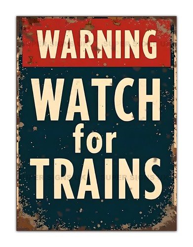 Watch for trains metal - ",