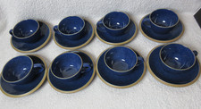 Kalahari Sands Set Of 8 Blue Cups & Saucers Crown Ceramics, Gourmet's Pride