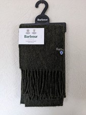 BARBOUR GREEN LAMBSWOOL SCARF in Seaweed (dark) Green NEW WITH TAGS