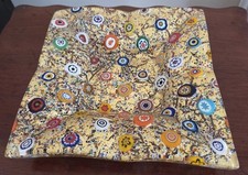 Murano Style Gold Glass Millefiori Handkerchef Plate 6.5 Inches Square