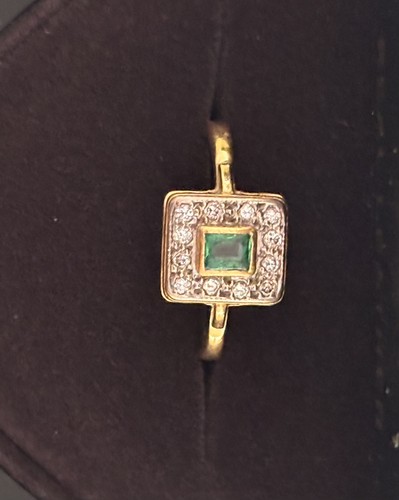 18ct gold emerald diamond - gold,