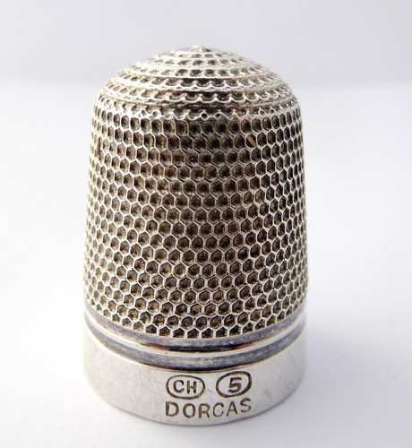 Antique silver thimble dorcas - thimble,