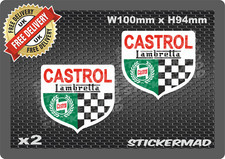 Castrol Oil Lambretta Shield Garage Stickers Vintage GB RETRO Italy Scooter Mods