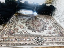 Traditional Turkish Cream, Floral Pattern Carpet + oriental Hallway Runner