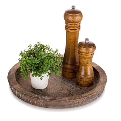 Round wooden candle tray - round,