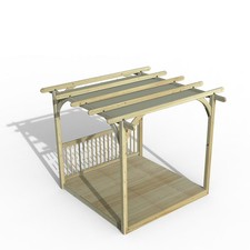 Forest 2.4 x 2.4m Wooden Pergola and Decking kit 1 Balustrade with/out Canopy