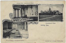 WHITLEY BAY, NORTHUMBERLAND compound RPPC - Convalescent Home interior, 1908?