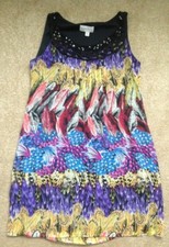 Ronni Nicole floral & Feather Print UK 10 Vibrant Dress Fully Lined Beaded QVC