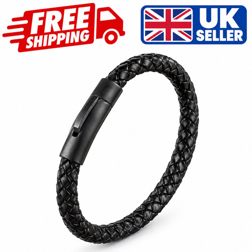 Mens leather bracelet braided - mens,