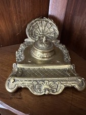 Art Nouveau Brass Inkwell  Pen