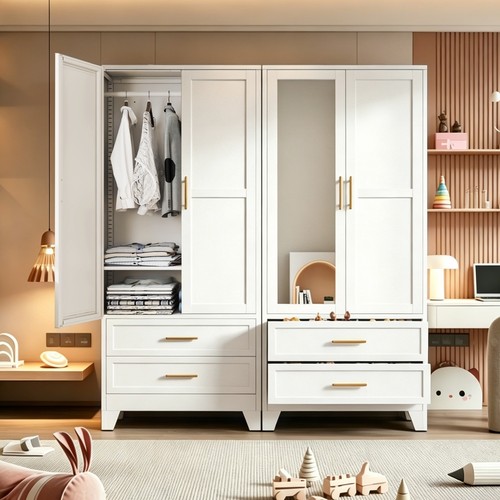Metal wardrobe with mirror - metal,