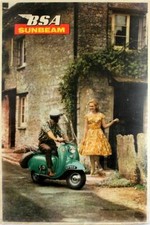 Vintage BSA Sunbeam Scooter Advertisement Poster A4/A3/A2/A1 Print