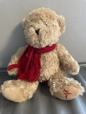 Hamleys - Classic -  Official Brown Tan Teddy Bear - Red Scarf  11” Plush