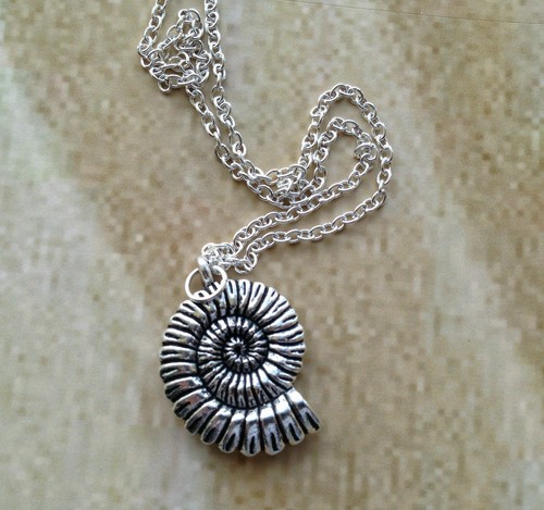 Ammonite shell necklace - shell,