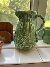 Vintage SYLVAC  Falcon ware jug 406 1930s 1940s green Dorothy bag sack rope bird