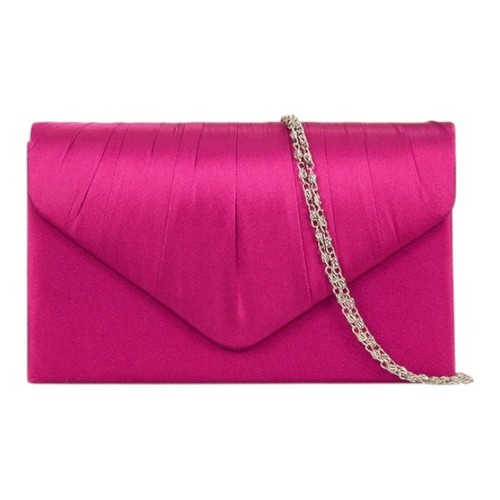 Women pleated satin clutch - satin,