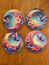 4 pcs Vibrant bird and flowers