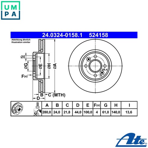 Brake disc 0324 0158 1 - 2x,