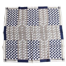 Hermes Silk Scarf Carre70 Baseball Allover Pattern Navy White Gray Square No box