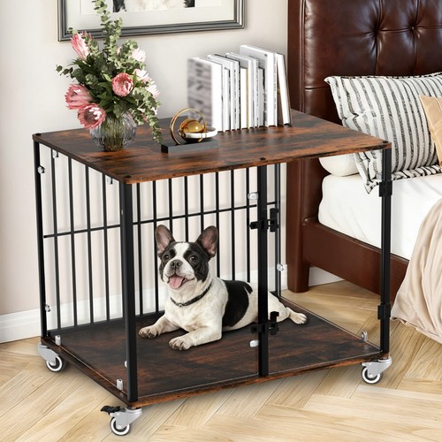 Large vintage wooden dog crate - vintage,