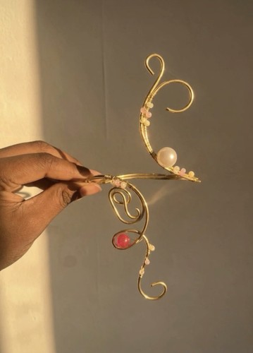 Gold pink arm cuff - gold,