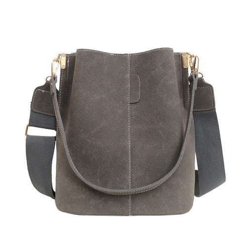 Leather suede bucket bag - leather,