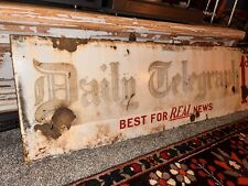 Antique Vintage Enamel Tin Metal Sign Daily Telegraph Newspaper Old Advertising