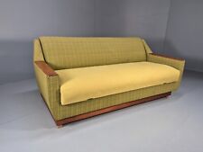 Vintage Danish 2 Seat Sofa Green Wool Teak Arms Retro MCM EB8900 M2SS