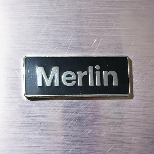Merlin name plate lapel - name,