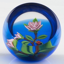 William Manson Caithness Paperweight Rose And Ladybird 1988