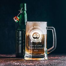 Personalised Engraved Beer Pint Glass Tankard 40th 50th 60th Birthday Gift Boxed