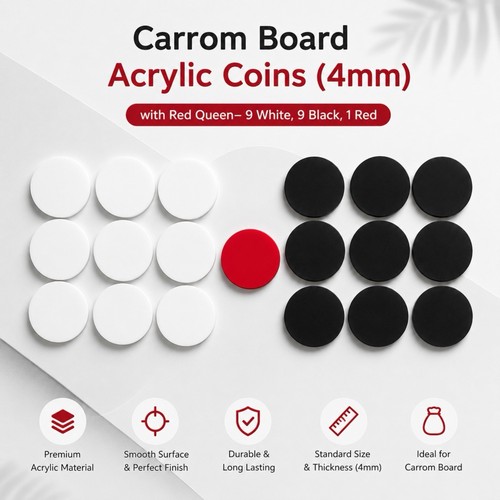 Carrom board acrylic coins - board,