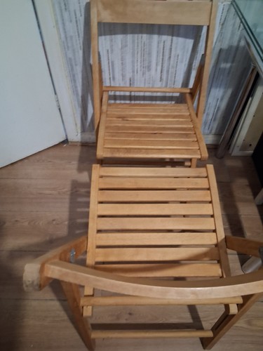 Pair folding wooden garden - of,