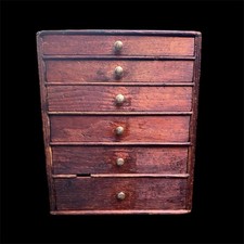 Softwood Antique Watchmakers/collectors Cabinet Tabletop Draws, Brass Handles