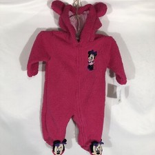 Disney Baby NWT Infant Size 9 Months Fuchsia Minnie Mouse Fleece Hooded Pram