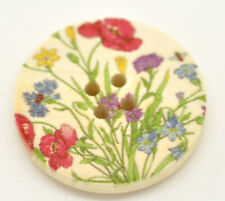 Pack of 10 Beautiful Summer Flower Meadow Wooden Buttons 30mm